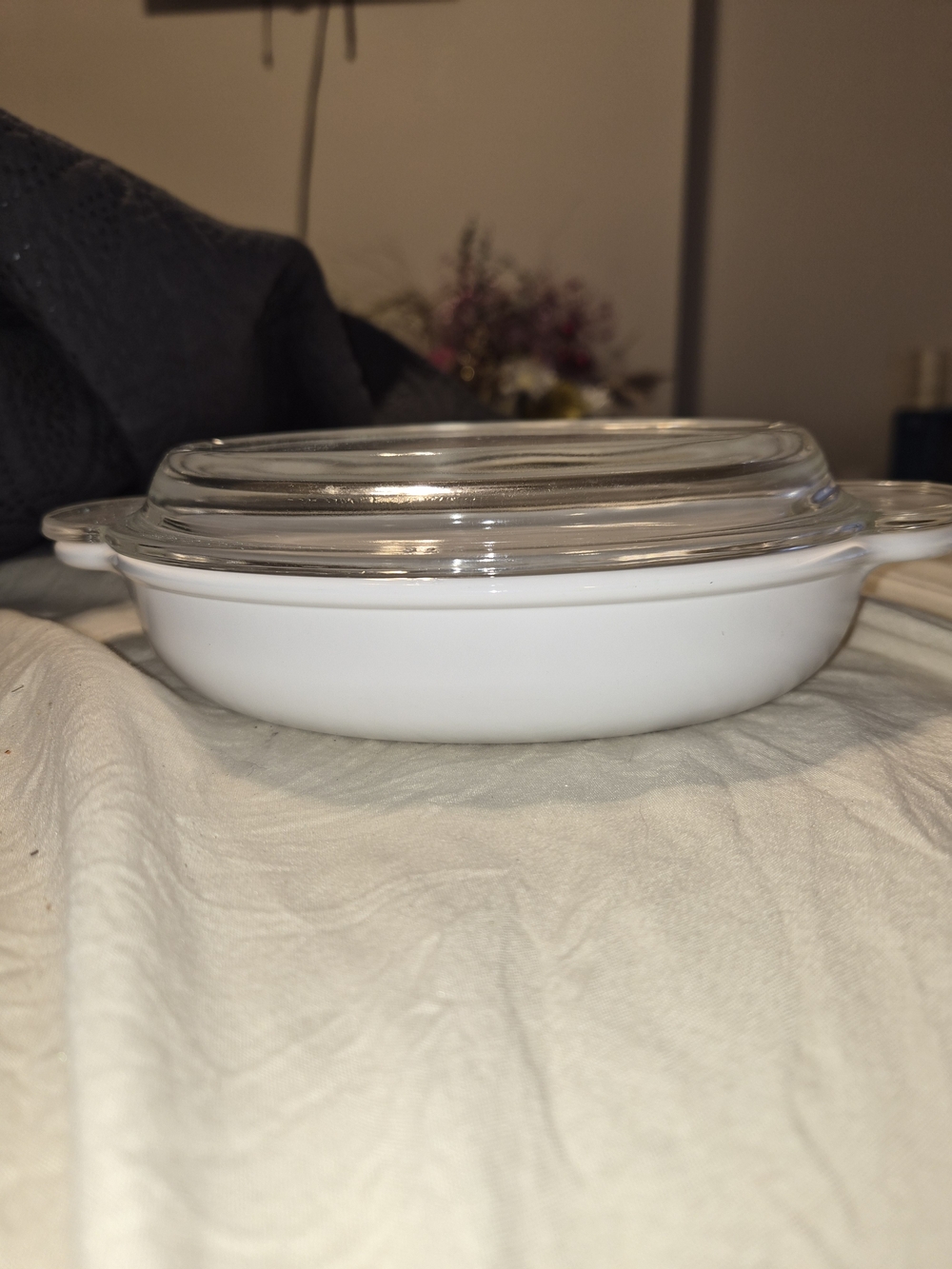 Vintage Corning Ware P-14-B White Oval 14 Ounce Casserole Dish with Pyrex P-14-C